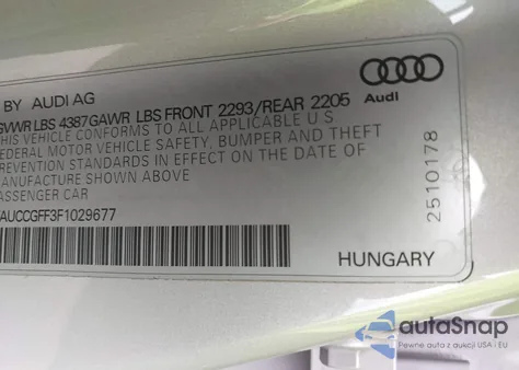 2015 Audi A3 1.8T Premium из США, поврежденный, VIN WAUCCGFF3F1029677